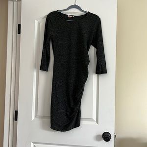 Sundry t-shirt dress charcoal 3/4 sleeve with side ruching - size 1